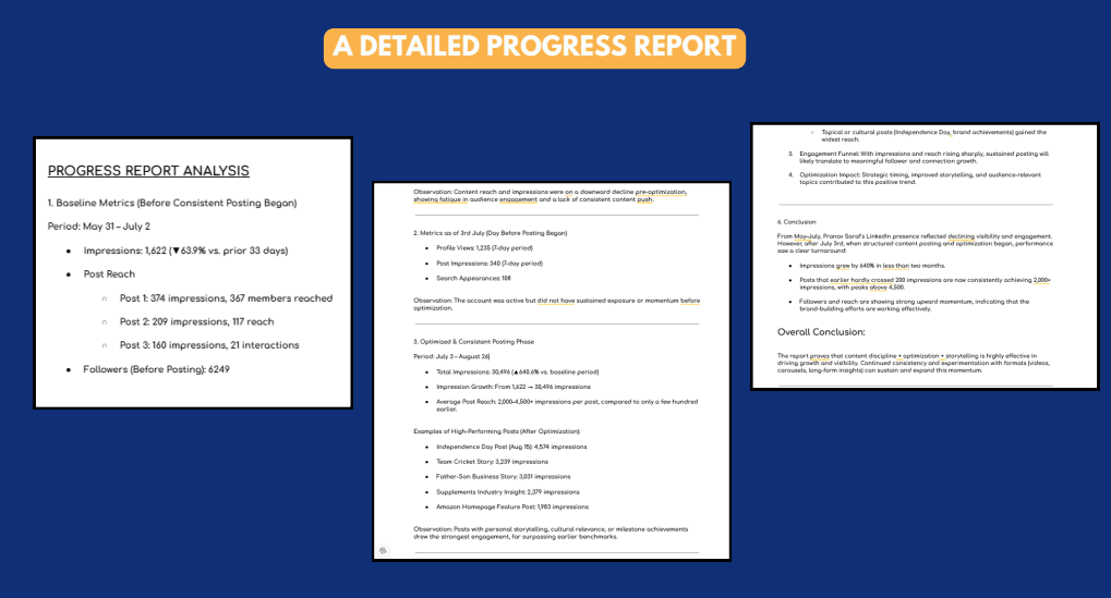 Monthly progress reporting example